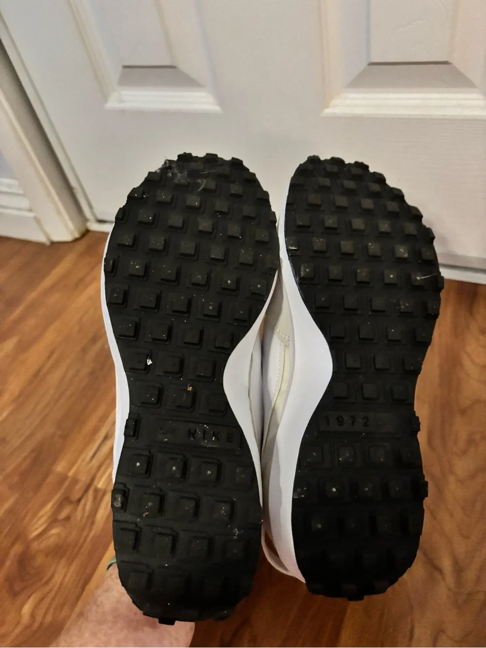 Nike Women’s White and Cream Trail-Style Sneakers with Black Outsole
